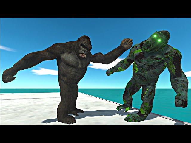 Mutant Primates vs Green Zombie Itself on Stone Island - Animal Revolt Battle Simulator