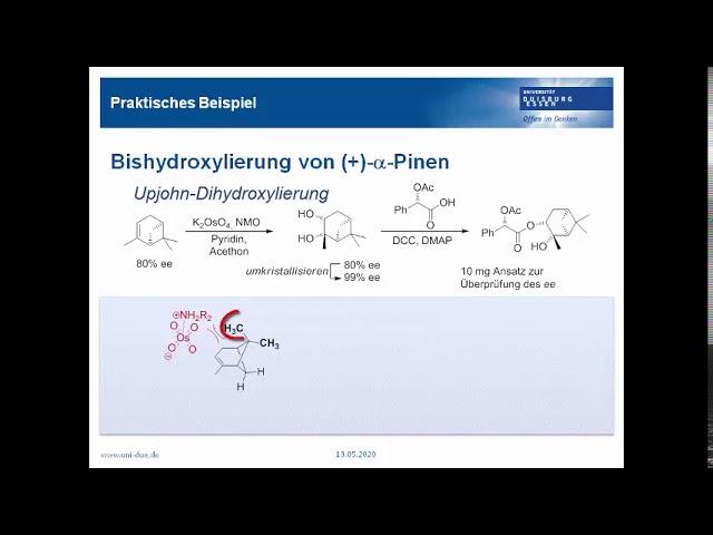 Chirale Derivatisierung zur Bestimmung des Enantiomerenüberschusses (ee) durch 1H NMR