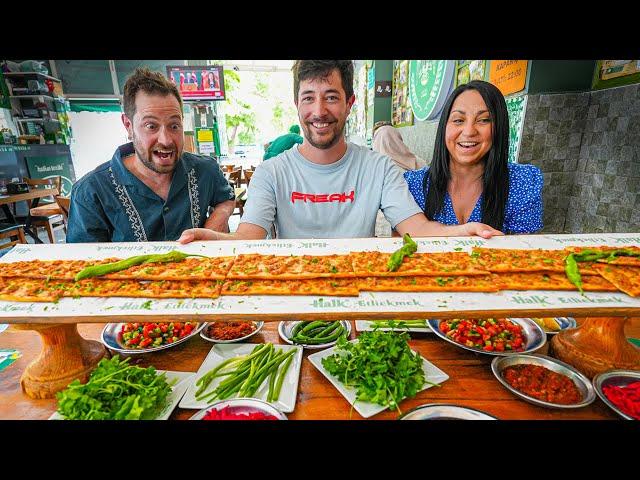 My Family Tries Turkish Street Food  Konya "Etli Ekmek" + Cappadocia Balloon RIde!!