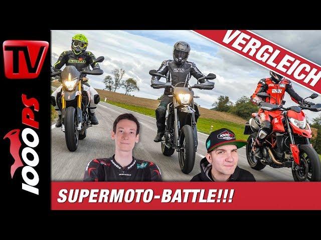 Supermoto Vergleichstest - Ducati 950 Hypermotard // Aprilia Dorsoduro 900 // KTM 690 SMC-R  2019