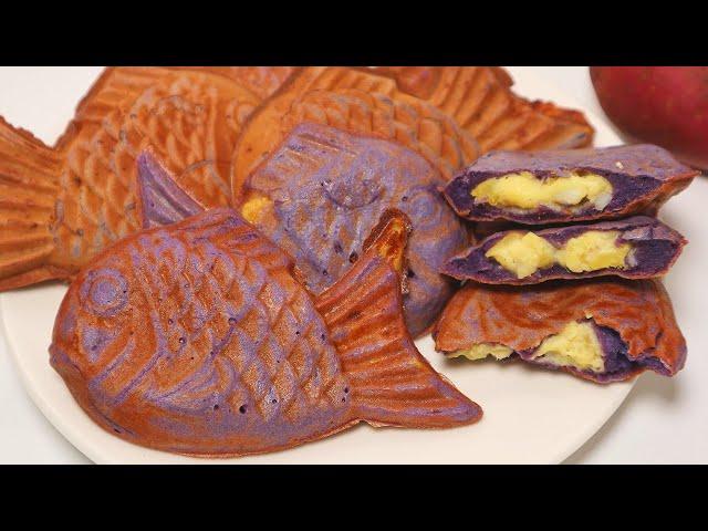 Sweet Potato Custard Cream Bun Recipe Fish shaped｜No Bake 고구마 슈크림 붕어빵 만들기｜노오븐