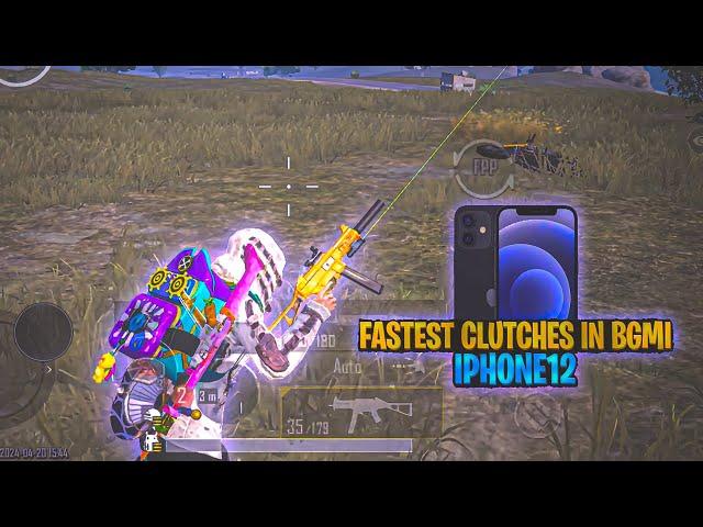 FASTEST CLUTCHES IN BGMI IPHONE 12 SMOOTH + 90FPS ? PUBG / BGMI TEST 2024 ️