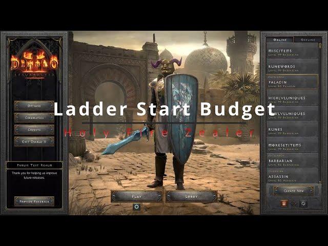 D2R PTR Ladder Start Budget Holy Fire Paladin