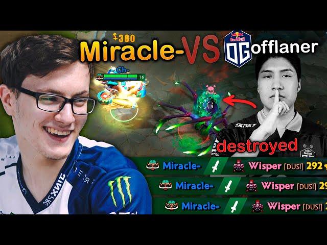 How MIRACLE destroys OG OFFLANER Wisper in ranked, 30 min 6 SLOTS