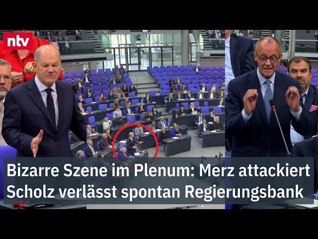 Bizarre Szene im Bundestag: Merz attackiert - Scholz verlässt spontan Regierungsbank  | ntv