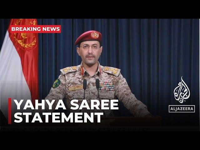 The spokesman of Yemen's Houthi armed forces, Yahya Saree, is giving a statement