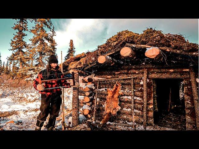 46 Day Bushcraft Log Cabin Build, Surviving On Wild Game Only | ASMR