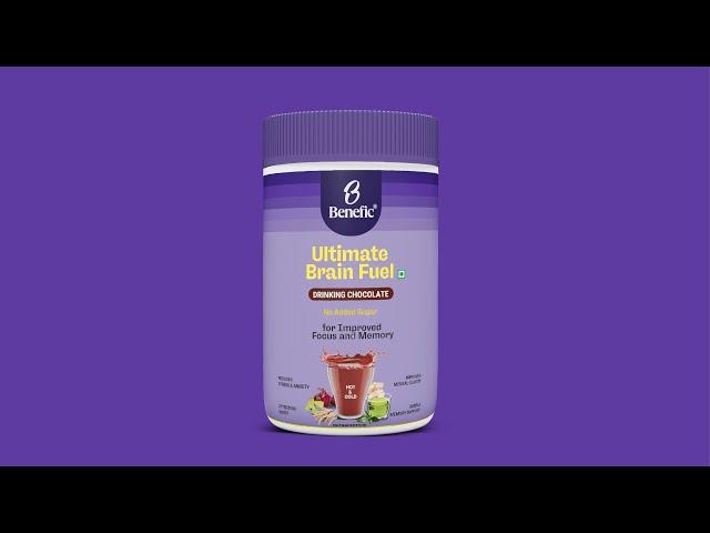 Benefic Ultimate Brain Fuel Drinking Chocolate | For Focus, Memory, Stress & Anxiety Relief