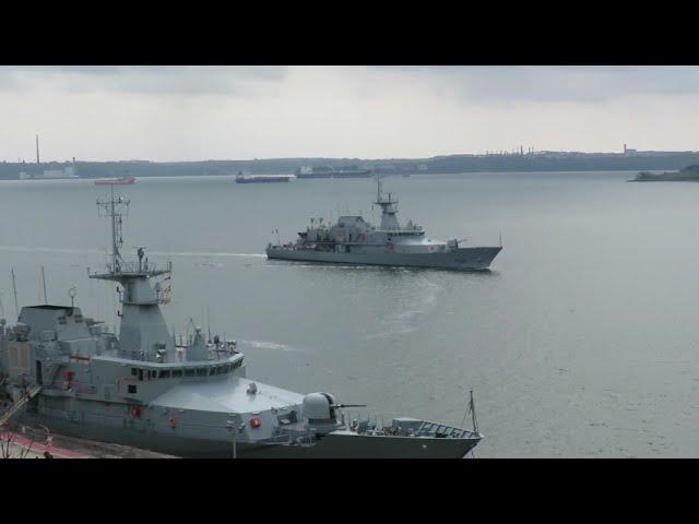 LÉ James Joyce P62 In Lower Cork Harbour April 2021.