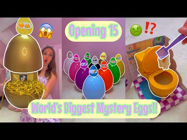 [ASMR] OPENING 15 *WORLDS BIGGEST* RAINBOW MYSTERY EGGS!!⁉️ (100+ SURPRISES!!🫢) Rhia Official