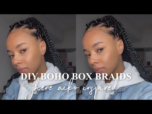 how to: jhene aiko inspired boho box braids (easy method) | jenise