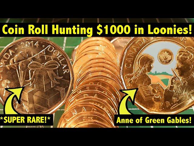 Coin Roll Hunting $1000 of Canadian $1 Coins (Loonies!) - *SUPER RARE* find + Anne of Green Gables!