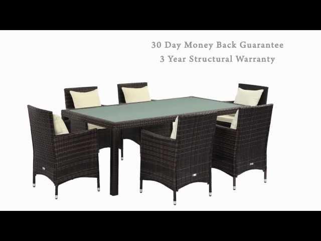 Luxo 'Morocco' 7 Piece PE Wicker Dining Setting by Deluxe Products -  Mixed Coffee Bean Brown