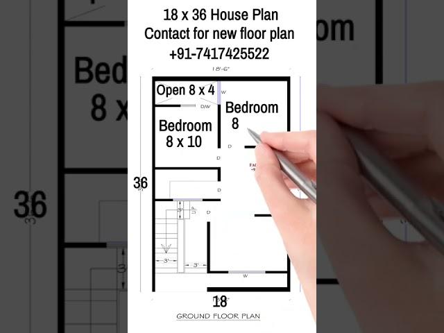 18x36 House Design 2BHK || 2 Bed Small House Plan || 18x36 House Plan || Small House Design #shorts