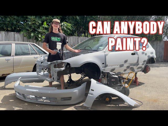 400hp Turbo EG Civic Rebuild Pt 9 (Priming Bumpers, Fenders, Bonnet and Engine Bay)