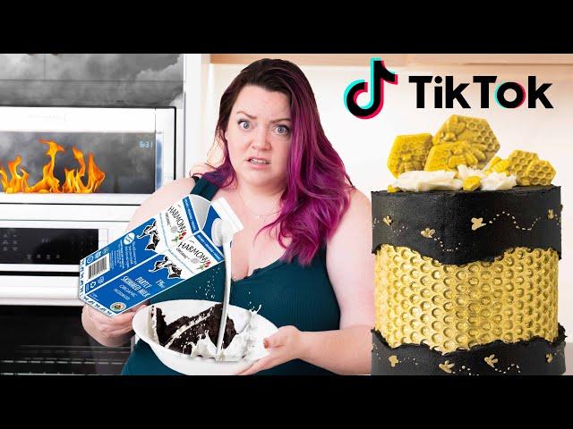 ONLY using TikTok HACKS to decorate an ENTIRE CAKE! Pt2