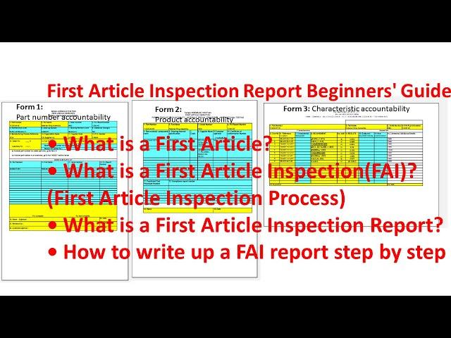 First Article Inspection Report Beginners' Guide