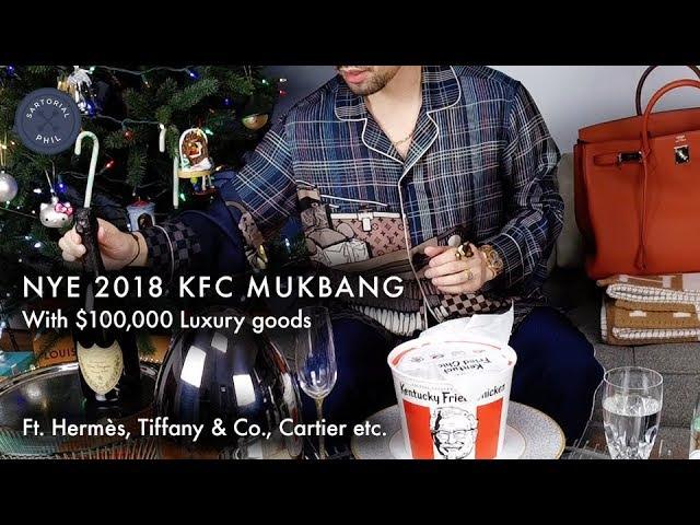 New Year's Eve KFC Mukbang w/$100,000 lux goods (Hermès, Tiffany, AP, Cartier and more)