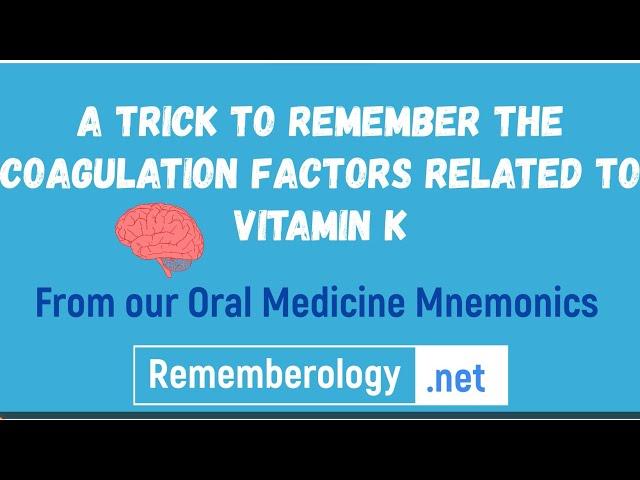 Mnemonic: Coagulation Factors Related to Vitamin K