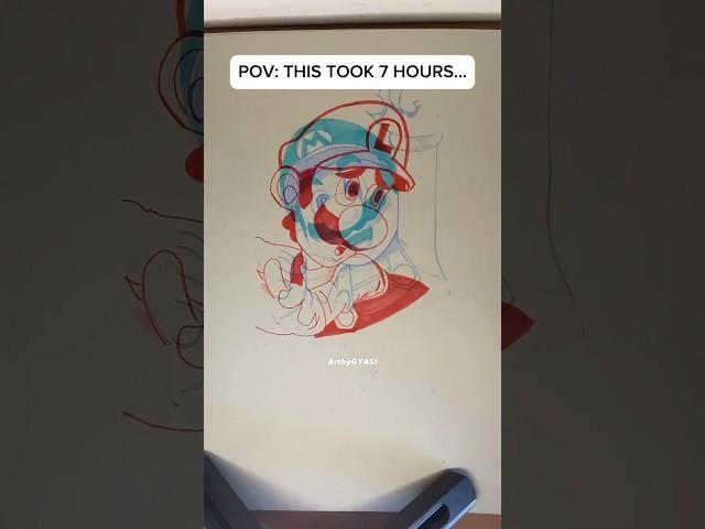 DRAWING MARIO & LUIGI, BUT I CAN ONLY USE 2 COLORS DID YOU SEE MAGIC?🪄 #art #artchallenge