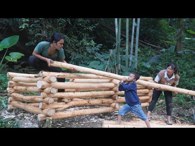 Build a warm wooden goat shed for the coming winter, farm life, SURVIVAL ALONE