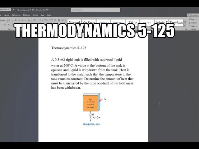 Thermodynamics 5-125 A 0.3-m3 rigid tank is filled with saturated liquid water at 200°C. A valve at