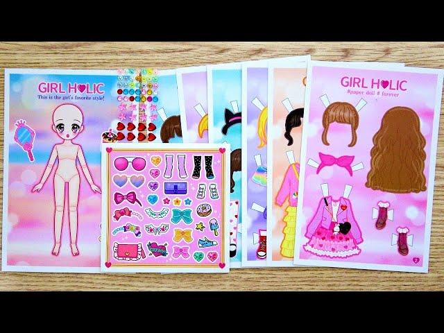 [Diy Play] 아이돌 소녀 종이 구관 인형 가위로 자르고 옷입히기 | Cutting Girl Paper Doll and Dress-Up Playing