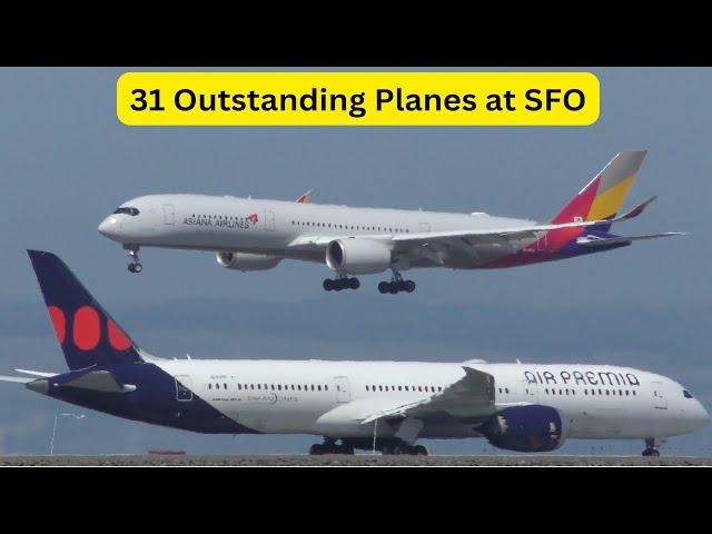 31 OUTSTANDING TAKEOFFs and LANDINGs  - Plane Spotting SFO San Francisco