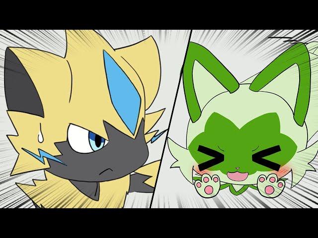 The result that Sprigatito jumped to Zeraora... | Pokémon Animation