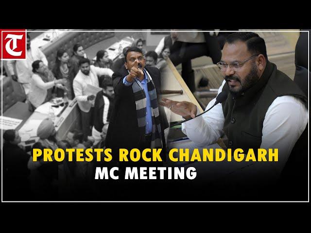 AAP, Congress and BJP councillors protest at Chandigarh MC meeting