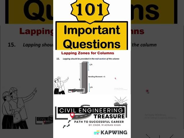 Lapping zones for columns|overlapping zones in Columns|What are recommended lapping zone in Columns?