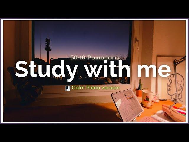 2-HOUR STUDY WITH ME 4K /My Room at Sunset / calm piano ver/ Pomodoro 50/10/ Ep.22