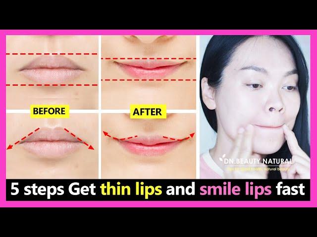 Top 5 Steps!! Get thin lips and smile lips, make lips smaller and corner lip lift without surgery