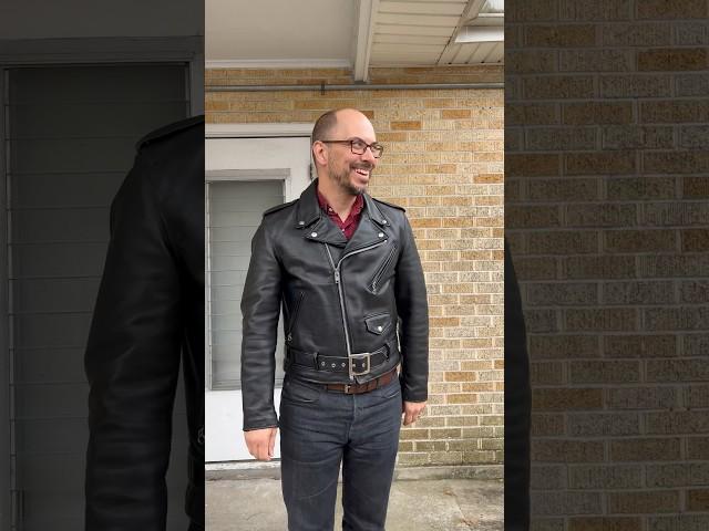 Forgot Something? Schott Jacket, Freenote Jeans, J.Crew Shirt  #mensfashion #bikerjacket