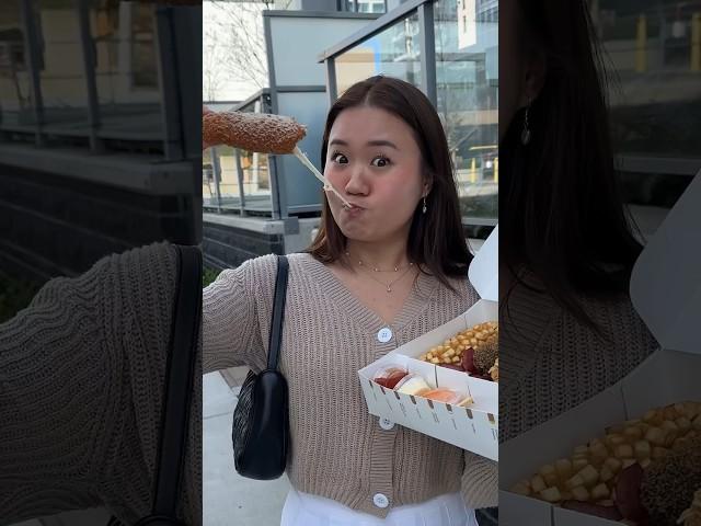 Trying Korean corndogs for first time #couple #couplegoals #girlfriend #foodie #foodies #foodlover