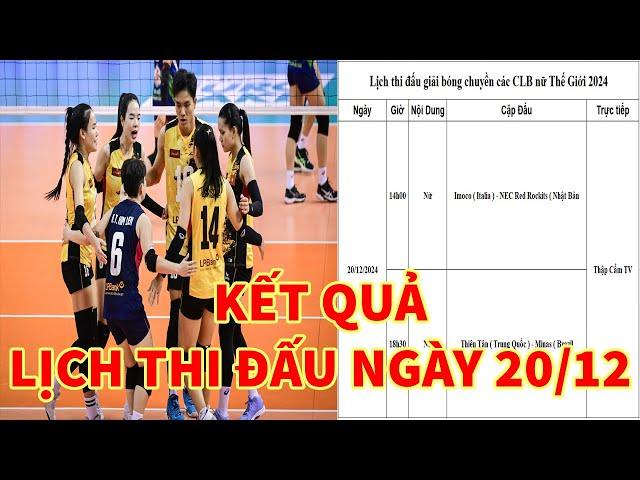 Kết quả lịch thi đấu ngày 20/12 giải CLB Châu Á 2024