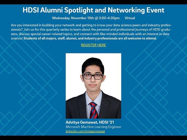 Fall '22 HDSI Alumni Spotlight featuring @AdvityaGemawat