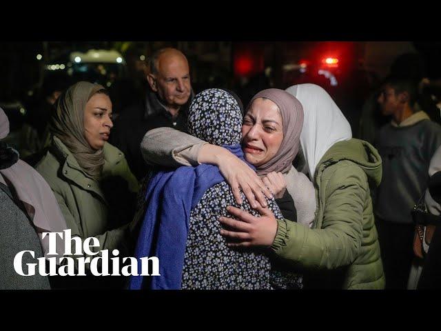 Scenes of joy in West Bank as freed Palestinian prisoners are reunited with family