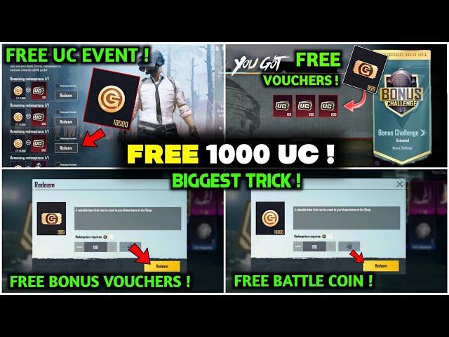 100% FREE 1000UC  GET FREE Bonus Challenge Voucher | Bgmi Bonus Challenge | Bgmi UC Bonus Challenge