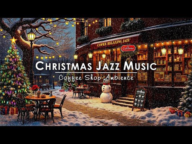 Nightly Snow on Street at Coffee Shop Ambience with Christmas Jazz MusicChristmas Jazz Instrumental