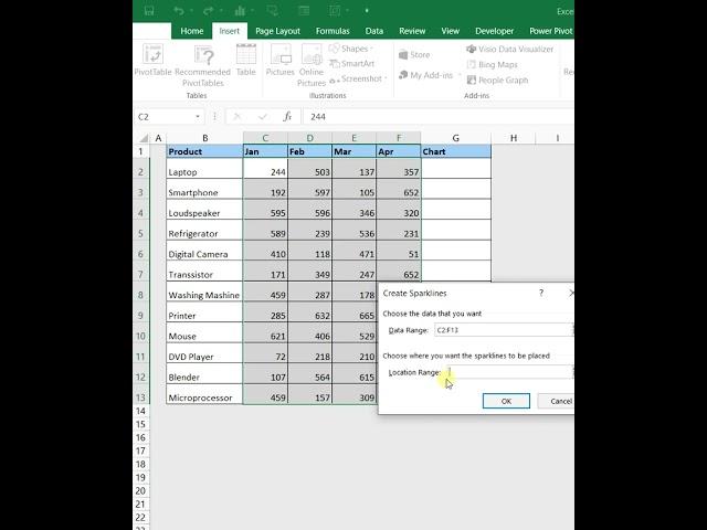 Excel Tips 16 | Create Sparkline Charts