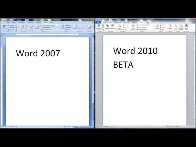 Microsoft Office Word 2007 & 2010 Comparison