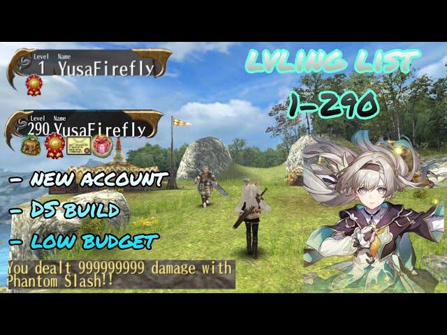 toram online - new update lvling list 1-290 Dual Sword (DS) new account low budget - yusagi