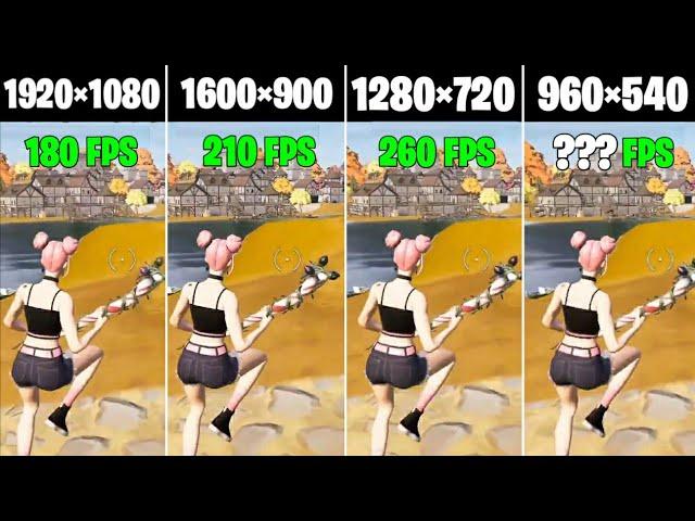 Fortnite 1920×1080 vs 1600×900 vs 1280×720 vs 960×540 Benchmark Fps Fortnite