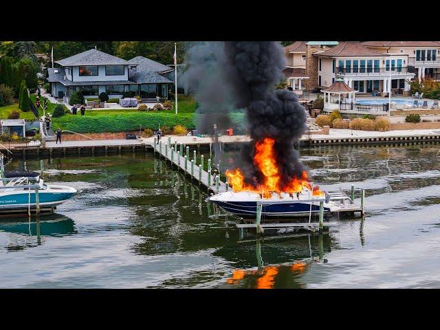 Early Arrival FULLY INVOLVED BOAT FIRE Brick Township New Jersey 10/14/24