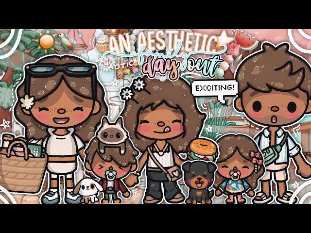 *AESTHETIC* Big Family Day Out ⭐️ • Parks, restaurants || *voiced* || Toca Life World Roleplay 