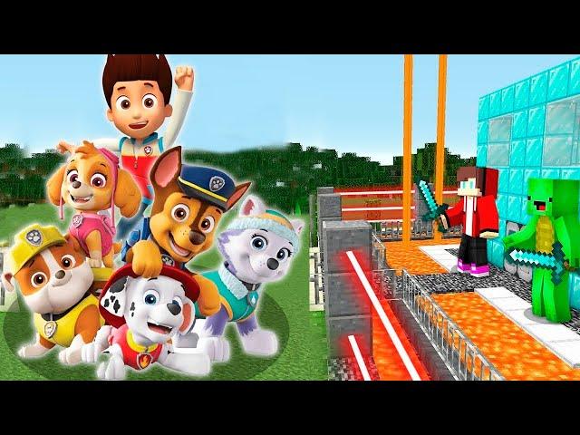 PAW PATROL vs Security House in Minecraft Challenge Maizen JJ and Mikey