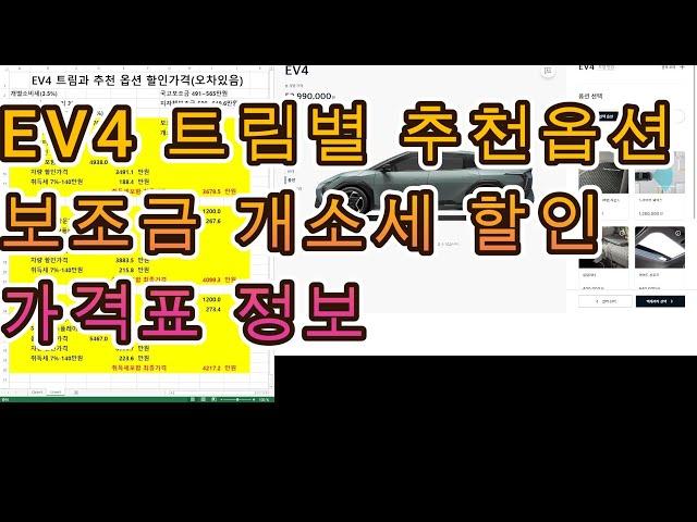 KIA EV4 트림별 옵션추천과 전기차 보조금 개소세할인 가격표 공유