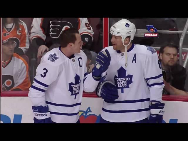 Dion Phaneuf and Mike Komisarek collid in Warm-up - Mar 3rd 2011 (HD)