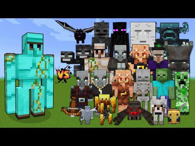 Diamond Golem vs Every mob in Minecraft - Minecraft mob battle - Diamond Golem vs All Mobs